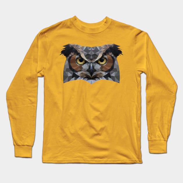 Owl Lowpoly Long Sleeve T-Shirt by Worldengine